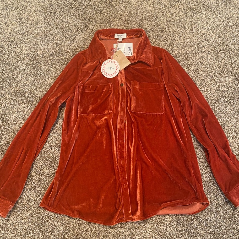 Velvet button up blouse